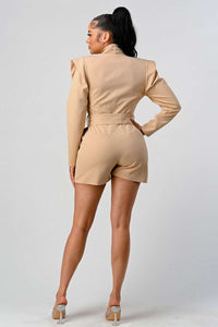 Business casual blazer romper with belt - ATHINA