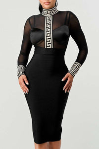 Black Mesh Midi Dress