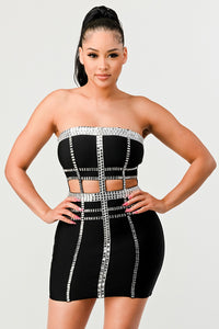 Embellishment Bandage Mini Dress