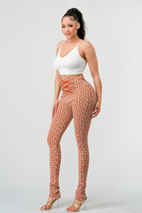 Geometric Glamour: High-Waisted Patterned Pants - ATHINA