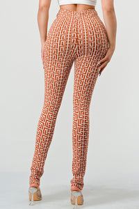 Geometric Glamour: High-Waisted Patterned Pants - ATHINA