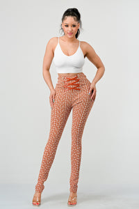 Geometric Glamour: High-Waisted Patterned Pants - ATHINA