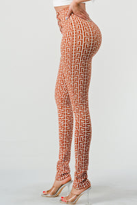 Geometric Glamour: High-Waisted Patterned Pants - ATHINA