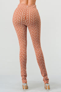 Geometric Glamour: High-Waisted Patterned Pants - ATHINA