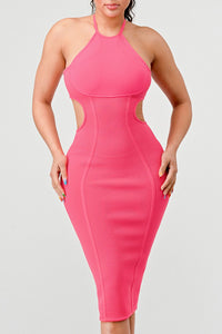 Halter Hollow Out Bodycon Bandage Dress - ATHINA