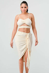 Cream Dream Ruched Set - ATHINA