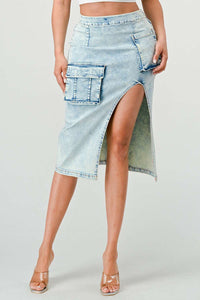 Cargo Pocket Detail High Waist Skirt