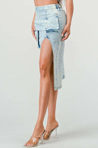 Side Slit Denim Skirt