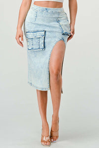 Light Denim Twist Skirt