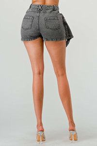 High Waist Black Washed Denim Skirt