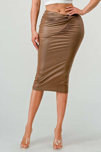 Athina High-Quality Fabric Soft PU Midi Skirt - Luxury and practicality combined