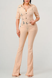 Vintage-Inspired Design Washed Jumpsuit