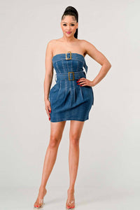 Buckle up denim delight dress