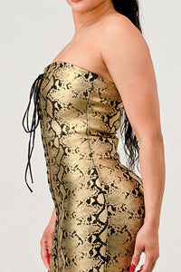 SNAKESKIN PRINT BODY-CON DRESS - ATHINA