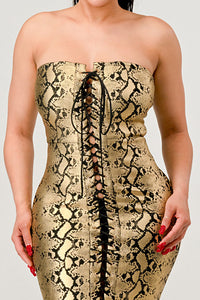 SNAKESKIN PRINT BODY-CON DRESS - ATHINA