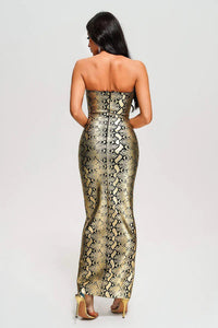 SNAKESKIN PRINT BODY-CON DRESS - ATHINA