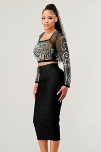 HOLIDAY COLLECTION Mesh Bead Two Piece Midi Set - ATHINA