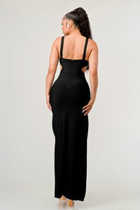 Elegant Embellished Stone Trim Maxi dress - ATHINA