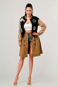 Black Queen letterman Jacket Dress - ATHINA