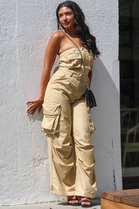 Cargo Pocket Beige Overall