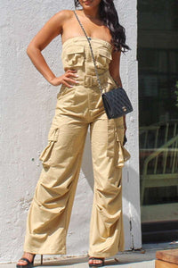 Tube Button Closure Jumpsuit