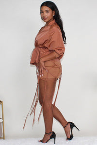 Desert Rose: Cinched Waist Windbreaker and Tassel Skirt Set - ATHINA