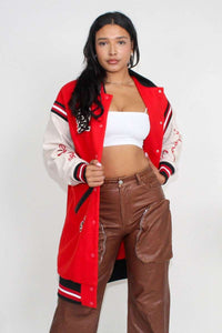 Athina Long Fit Letterman Jacket - ATHINA