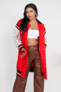 Athina Long Fit Letterman Jacket - ATHINA