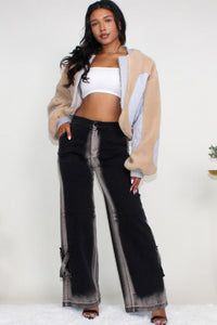 Oversized Sherpa Fur Cropped Jacket - Cozy blend of fashion and comfort