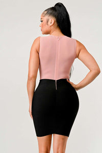 CONTRAST MESH BODYCON DRESS - ATHINA