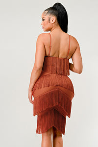 Zipper Back Tassel Bandage Dress