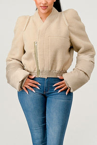 Luxurious Plush Sleeves: Indulge in warmth and softness with the plush puff sleeves, providing both style and insulation.