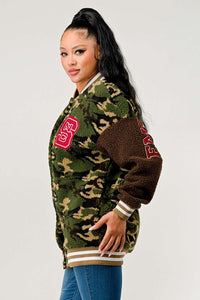 Camo Street Scholar Letterman Jacket - ATHINA