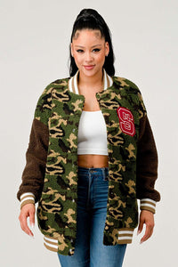 Camo Street Scholar Letterman Jacket - ATHINA