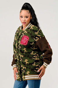 Camo Street Scholar Letterman Jacket - ATHINA