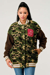 Camo Street Scholar Letterman Jacket - ATHINA