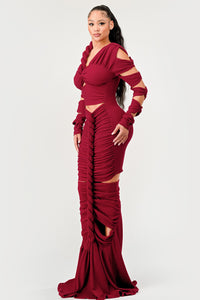 Long Sleeve Wrap Rope Maxi Dress - ATHINA