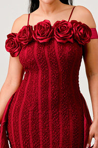 Enchanting Rose Off-Shoulder Dress - ATHINA