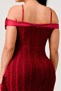 Enchanting Rose Off-Shoulder Dress - ATHINA