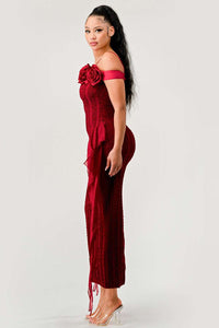 Enchanting Rose Off-Shoulder Dress - ATHINA