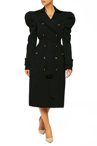 Puff Sleeve Trench Coat - ATHINA