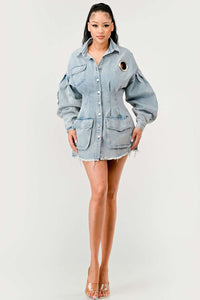 eyelet-detail denim jacket/Dress - ATHINA