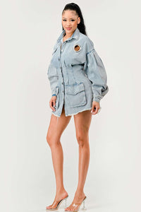 eyelet-detail denim jacket/Dress - ATHINA