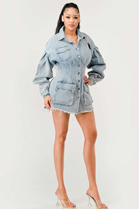 eyelet-detail denim jacket/Dress - ATHINA