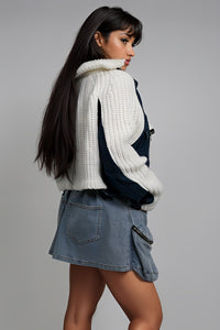 Denim and Knit Multi Fabric Jacket - ATHINA