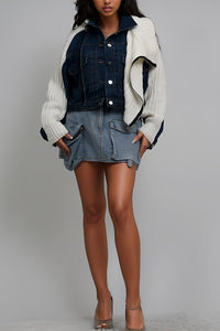 Denim sweater contrast Jacket