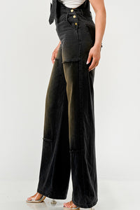 Urban Noir Denim Overalls Black Jumpsuit - ATHINA