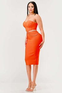 Coral Elegance Chain Dress | ESTIMATED SHIPPING DATE (04/30/2024) - ATHINA