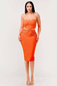 Coral Elegance Chain Dress | ESTIMATED SHIPPING DATE (04/30/2024) - ATHINA