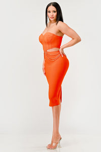 Coral Elegance Chain Dress | ESTIMATED SHIPPING DATE (04/30/2024) - ATHINA